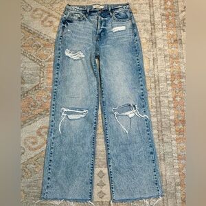 Hidden- wide leg, ripped jeans, size 27, raw hem